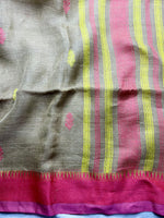 Load image into Gallery viewer, Handwoven Linen Saree - Warm Grey+ Persian Pink
