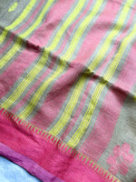 Load image into Gallery viewer, Handwoven Linen Saree - Warm Grey+ Persian Pink
