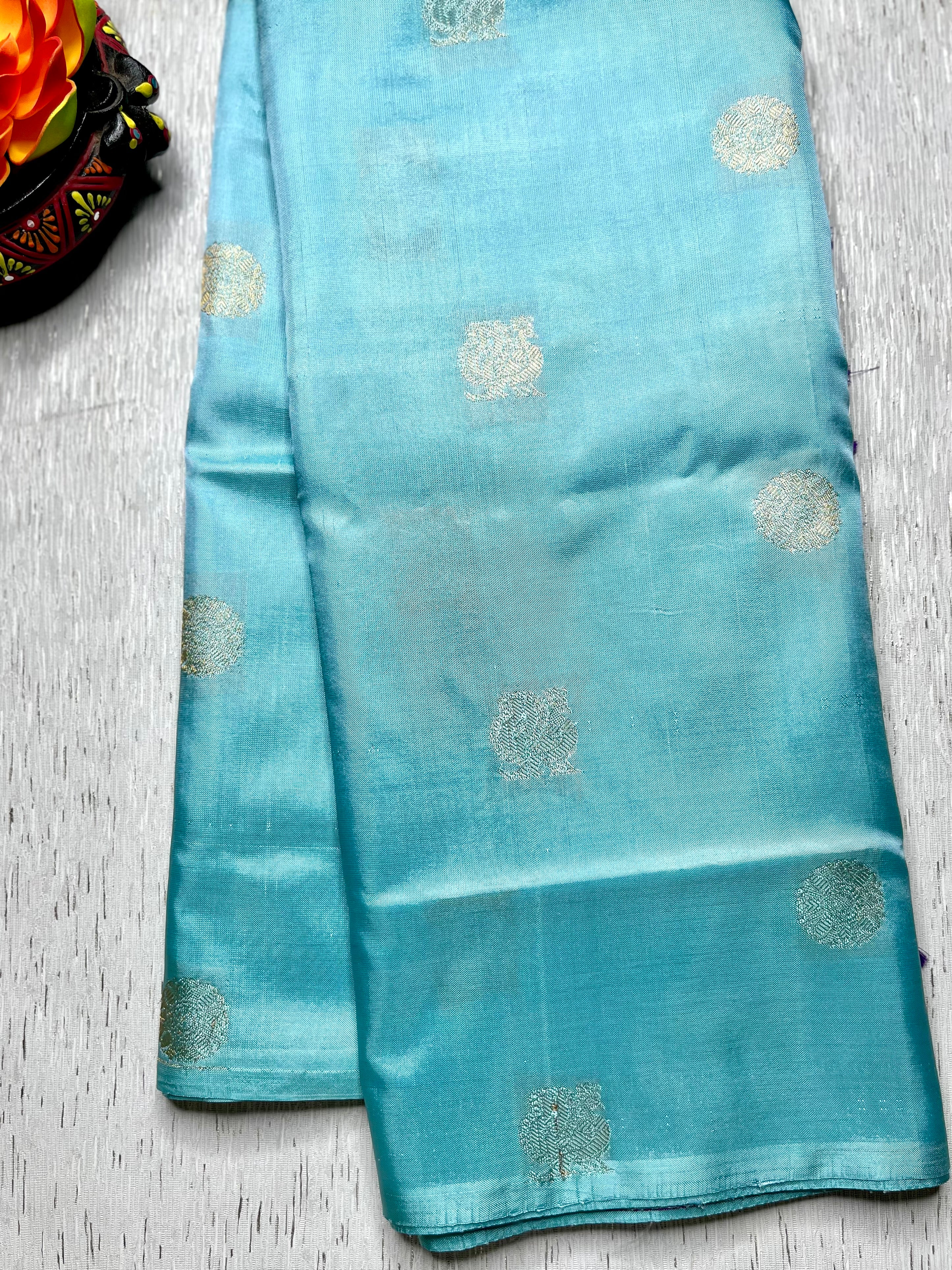 Handwoven Art Silk Saree -  Blizzard Blue + Fuchsia Purple