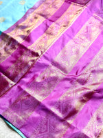Load image into Gallery viewer, Handwoven Art Silk Saree -  Blizzard Blue + Fuchsia Purple
