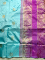 Load image into Gallery viewer, Handwoven Art Silk Saree -  Blizzard Blue + Fuchsia Purple
