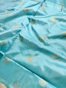 Handwoven Art Silk Saree -  Blizzard Blue + Fuchsia Purple