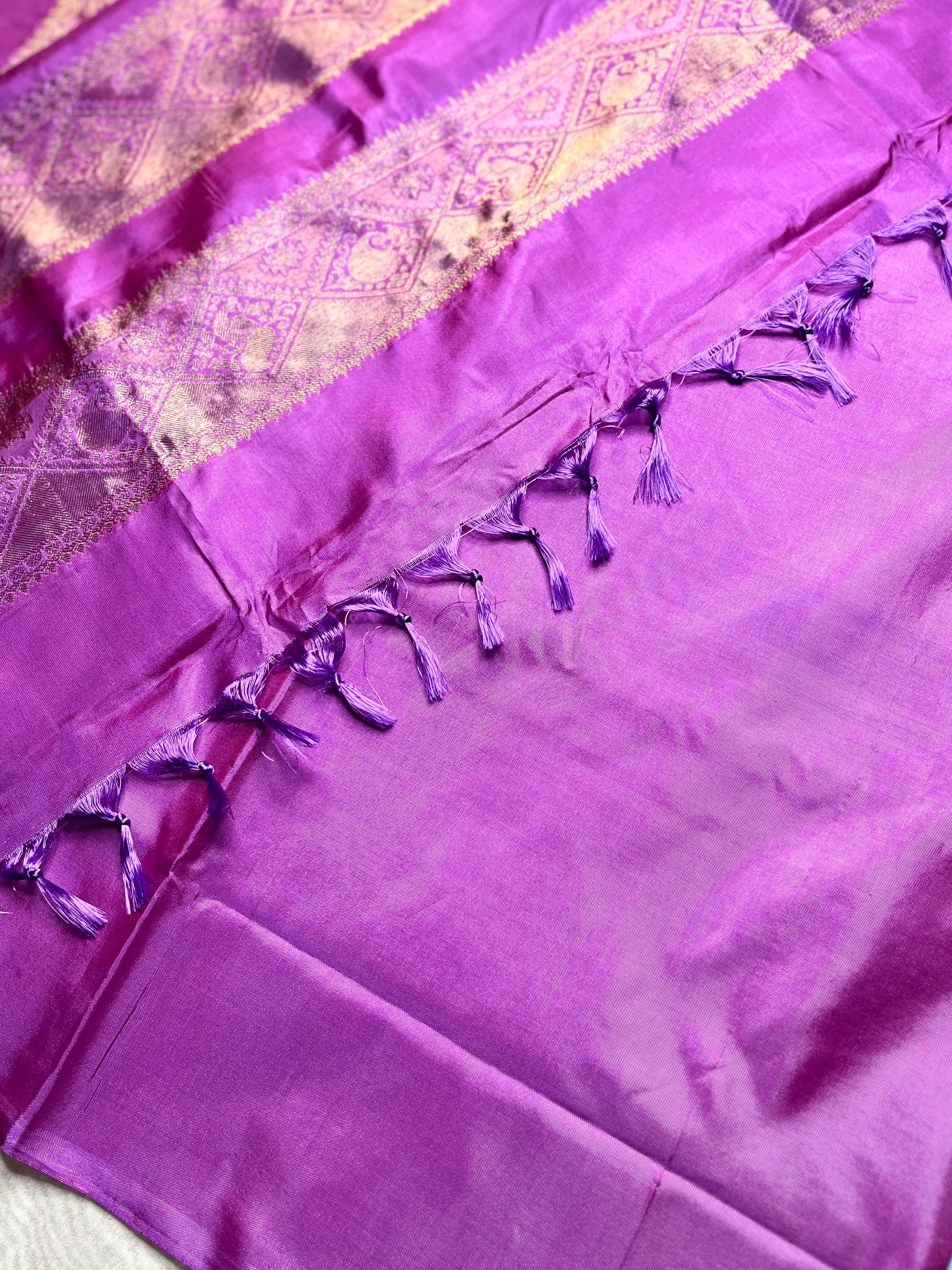 Handwoven Art Silk Saree -  Blizzard Blue + Fuchsia Purple