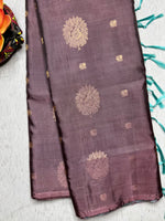 Load image into Gallery viewer, Handwoven Art Silk Saree - Congo Brown +  Rose Bud Cherry
