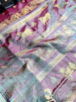 Load image into Gallery viewer, Handwoven Art Silk Saree - Congo Brown +  Rose Bud Cherry

