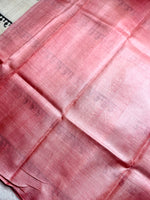 Load image into Gallery viewer, Handwoven Tussar Silk Saree - Mist White + Dusty Pink
