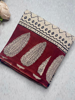 Load image into Gallery viewer, Handcrafted Cotton Saree - Peach Cream+ Persian Red
