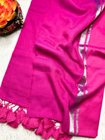 Load image into Gallery viewer, Handwoven Cotton Saree - Magenta + Persian Rose
