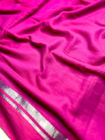 Load image into Gallery viewer, Handwoven Cotton Saree - Magenta + Persian Rose
