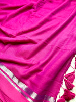 Load image into Gallery viewer, Handwoven Cotton Saree - Magenta + Persian Rose
