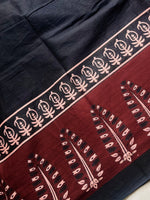 Load image into Gallery viewer, Handcrafted Cotton Saree -  Pearl Black + Dark  Brown
