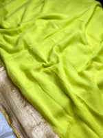 Load image into Gallery viewer, Handwoven Cotton Saree - Electric Lime + Shimmer Gold
