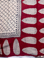 Load image into Gallery viewer, Handcrafted Cotton Saree - Peach Cream+ Persian Red

