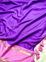 Load image into Gallery viewer, Handwoven Cotton Saree - Electric Violet + Flamingo Pink
