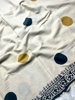 Load image into Gallery viewer, Handcrafted Cotton Saree -  Mist Cream + Sand Brown
