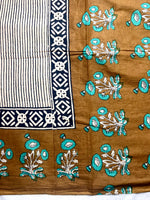 Load image into Gallery viewer, Handcrafted Cotton Saree - Soft Cream + Medium Brown
