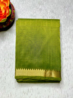 Load image into Gallery viewer, Handwoven Mangalgiri Silk Cotton Saree - Trendy Green + Gold
