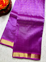 Load image into Gallery viewer, Handwoven Mangalgiri Silk Cotton Saree - Bright Lavender + Gold
