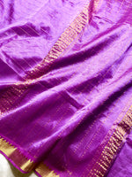 Load image into Gallery viewer, Handwoven Mangalgiri Silk Cotton Saree - Bright Lavender + Gold
