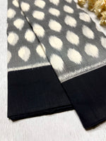 Load image into Gallery viewer, Handwoven Pochampally Cotton Saree - Classic Gray + Black
