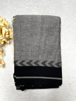 Load image into Gallery viewer, Handwoven Begampuri Cotton Saree - Gray + Black
