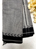 Load image into Gallery viewer, Handwoven Begampuri Cotton Saree - Gray + Black
