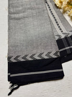 Load image into Gallery viewer, Handwoven Begampuri Cotton Saree - Gray + Black
