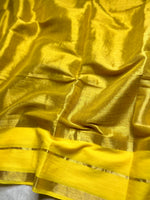 Load image into Gallery viewer, Handwoven Cotton Saree - Sunflower Yellow+ Shimmer Gold
