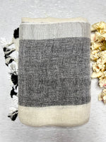 Load image into Gallery viewer, Handwoven Linen Saree - Pearl White + Sky Gray
