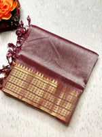 Load image into Gallery viewer, Handwoven Mangalgiri Silk Cotton Saree - Maverick + Gold
