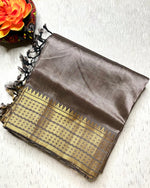 Load image into Gallery viewer, Handwoven Mangalgiri Silk Cotton Saree - Twilight + Gold
