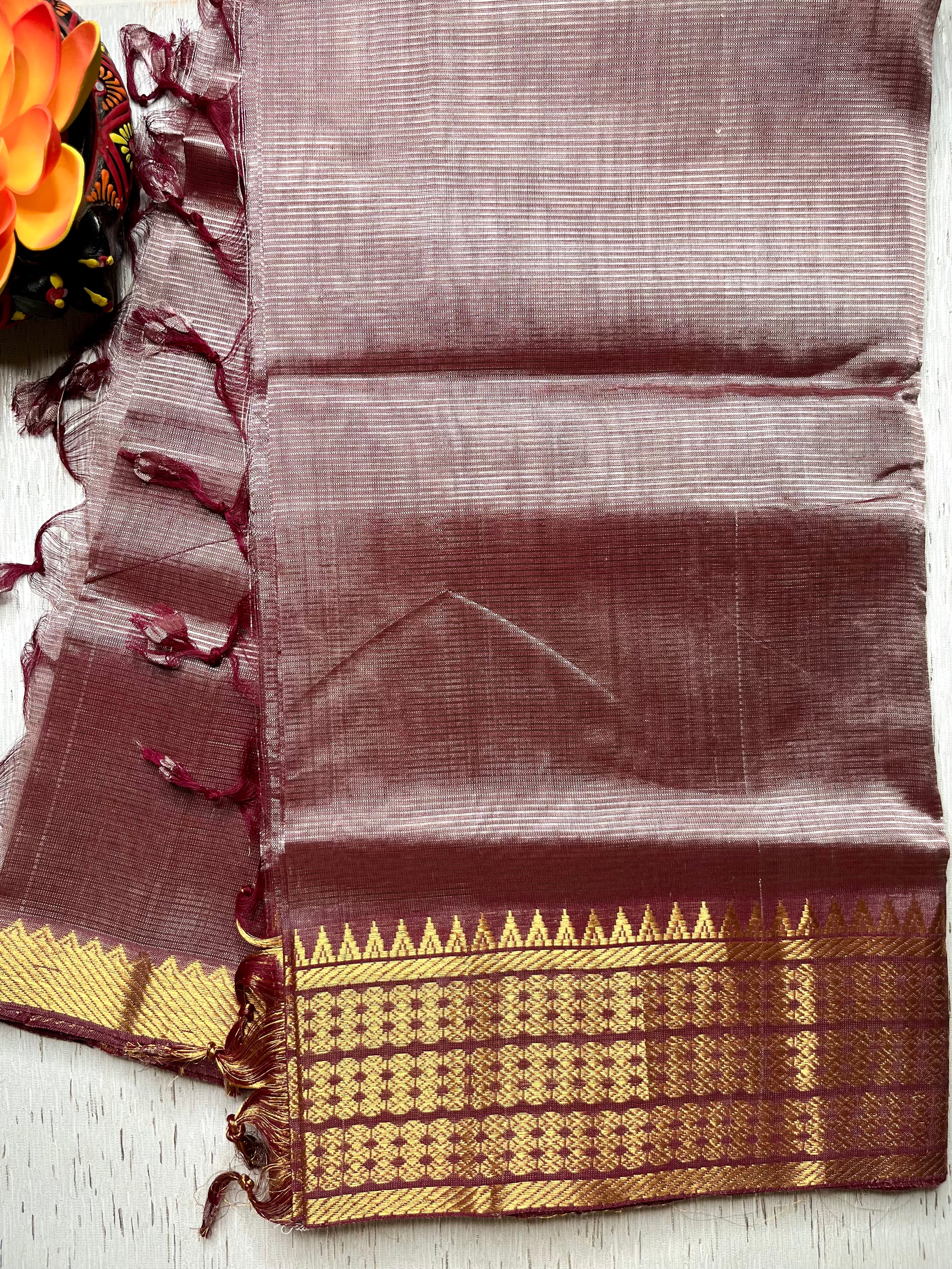 Handwoven Mangalgiri Silk Cotton Saree - Maverick + Gold