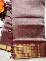 Load image into Gallery viewer, Handwoven Mangalgiri Silk Cotton Saree - Maverick + Gold
