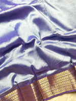 Load image into Gallery viewer, Handwoven Mangalgiri Silk Cotton Saree - Cold Blue + Gold
