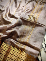 Load image into Gallery viewer, Handwoven Mangalgiri Silk Cotton Saree - Twilight + Gold
