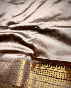 Handwoven Mangalgiri Silk Cotton Saree - Twilight + Gold