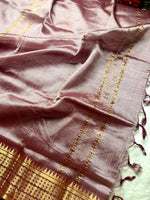 Load image into Gallery viewer, Handwoven Mangalgiri Silk Cotton Saree - Maverick + Gold
