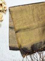 Load image into Gallery viewer, Handwoven Metallic Linen Tissue Saree - Gray Gold
