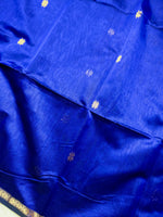 Load image into Gallery viewer, Handwoven Maheshwari Silk Cotton Saree - Royal Blue + Gold
