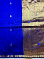 Load image into Gallery viewer, Handwoven Maheshwari Silk Cotton Saree - Royal Blue + Gold
