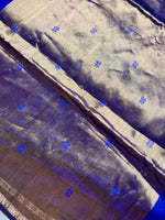 Load image into Gallery viewer, Handwoven Maheshwari Silk Cotton Saree - Royal Blue + Gold
