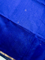 Load image into Gallery viewer, Handwoven Maheshwari Silk Cotton Saree - Royal Blue + Gold
