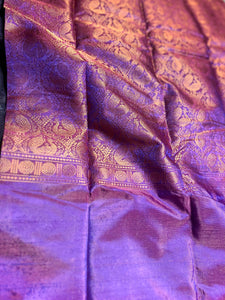 Handwoven Art Silk Saree - Plum Violet + Black Pearl