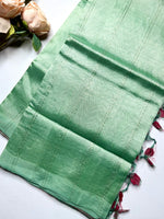 Load image into Gallery viewer, Handwoven Mangalgiri Silk Cotton Saree - Turquiose Green  + Wine Red
