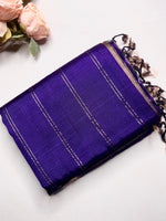 Load image into Gallery viewer, Handwoven Mangalgiri Silk Cotton Saree - Medium Purple + Pastel Brown
