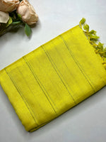 Load image into Gallery viewer, Handwoven Mangalgiri Silk Cotton Saree - Canary Yellow + Swamp Green
