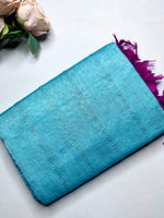 Load image into Gallery viewer, Handwoven Mangalgiri Silk Cotton Saree - Turquoise Blue + Candy Pink

