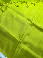 Load image into Gallery viewer, Handwoven Mangalgiri Silk Cotton Saree - Canary Yellow + Swamp Green
