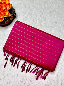 Soft Silk Saree  - Persian Rose + Gold
