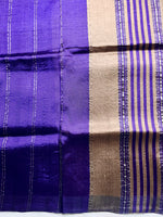 Load image into Gallery viewer, Handwoven Mangalgiri Silk Cotton Saree - Medium Purple + Pastel Brown
